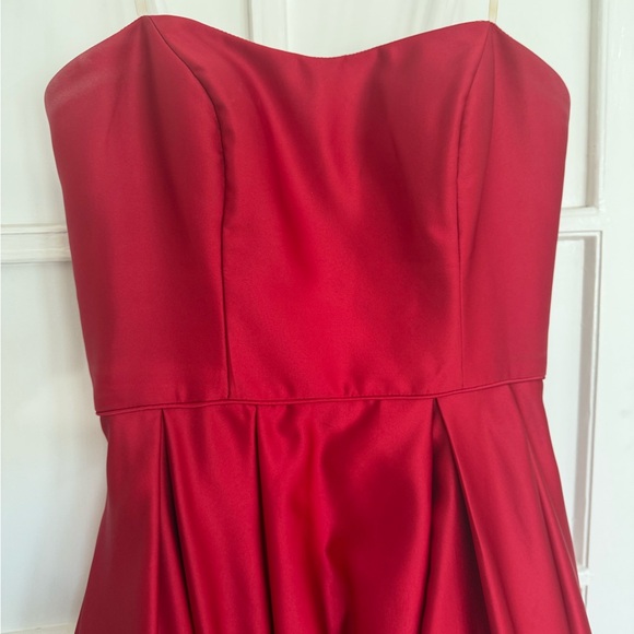 Betsy & Adam Red Strapless Princess Gown - Picture 4 of 13